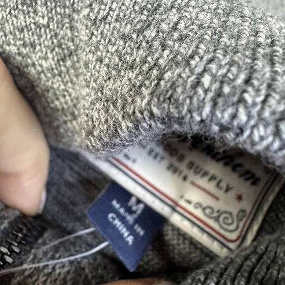 Flag & Anthem Sweater Mens Medium Gray 1/4 Zip Pullover Cotton FW22 Casual - Picture 6 of 12